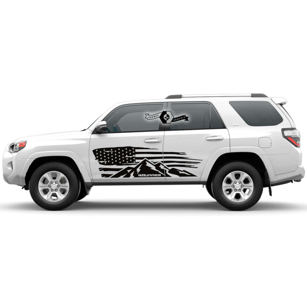 Versleten USA Vlag Bergen Zijdeur Vinyl Decal Sticker voor Toyota 4Runner