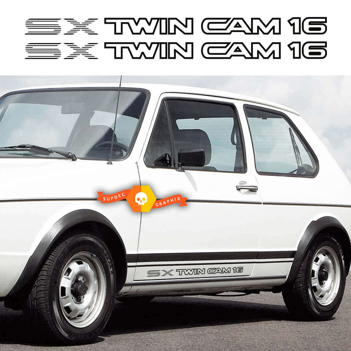 SX Twin Cam 16 Zijvinylstickers Paar voor Toyota Corolla AE93