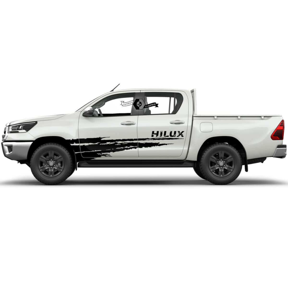 Paar Toyota Hilux 2022 Rally Deuren Streep Zijkant Splash Distressed WRAP Vinyl Stickers Decal Grafisch
