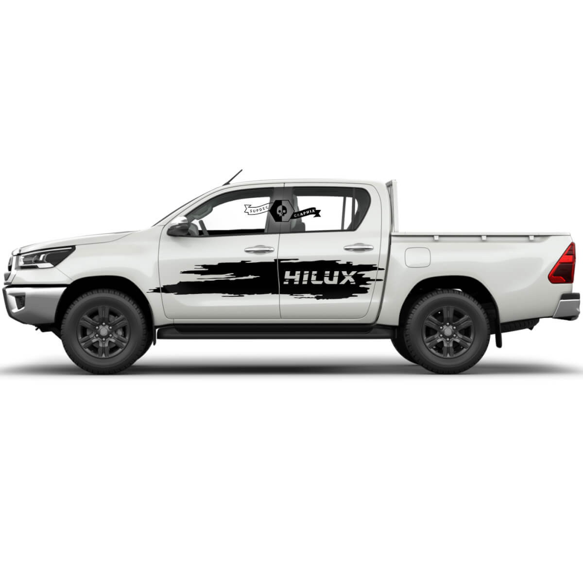 Combineer Toyota Hilux 2022 Deuren Stripe Side Splash Distressed Wrap Vinylstickers Sticker Graphic
