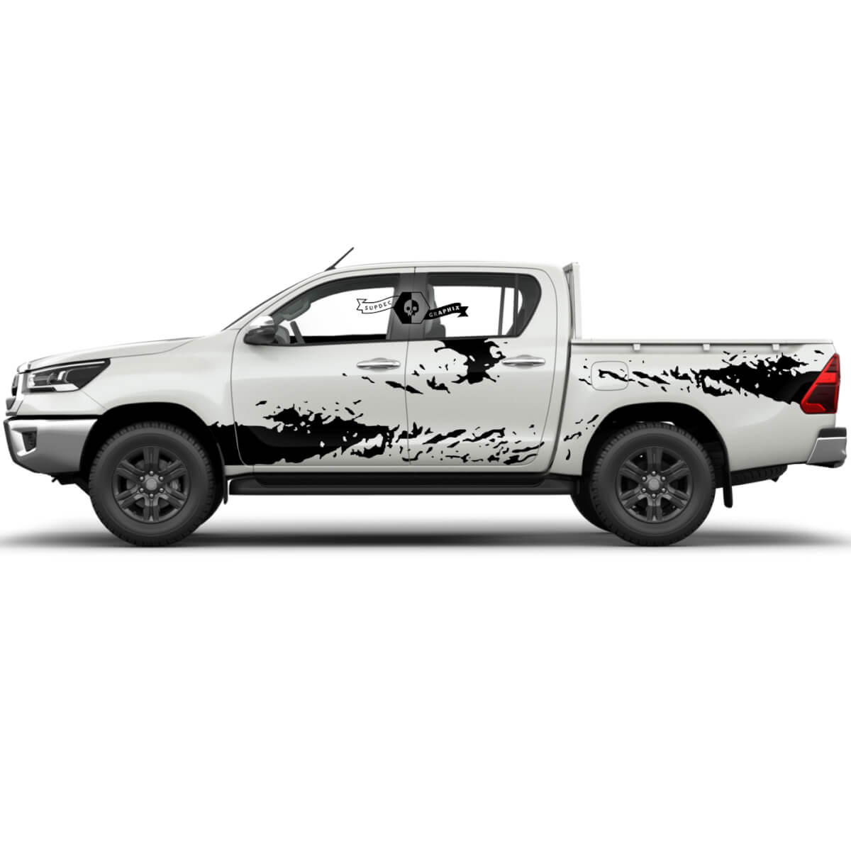 Combineer Toyota Hilux 2022 Rally Doors Side Bed Splash Distressed Wrap Vinylstickers Sticker Graphic