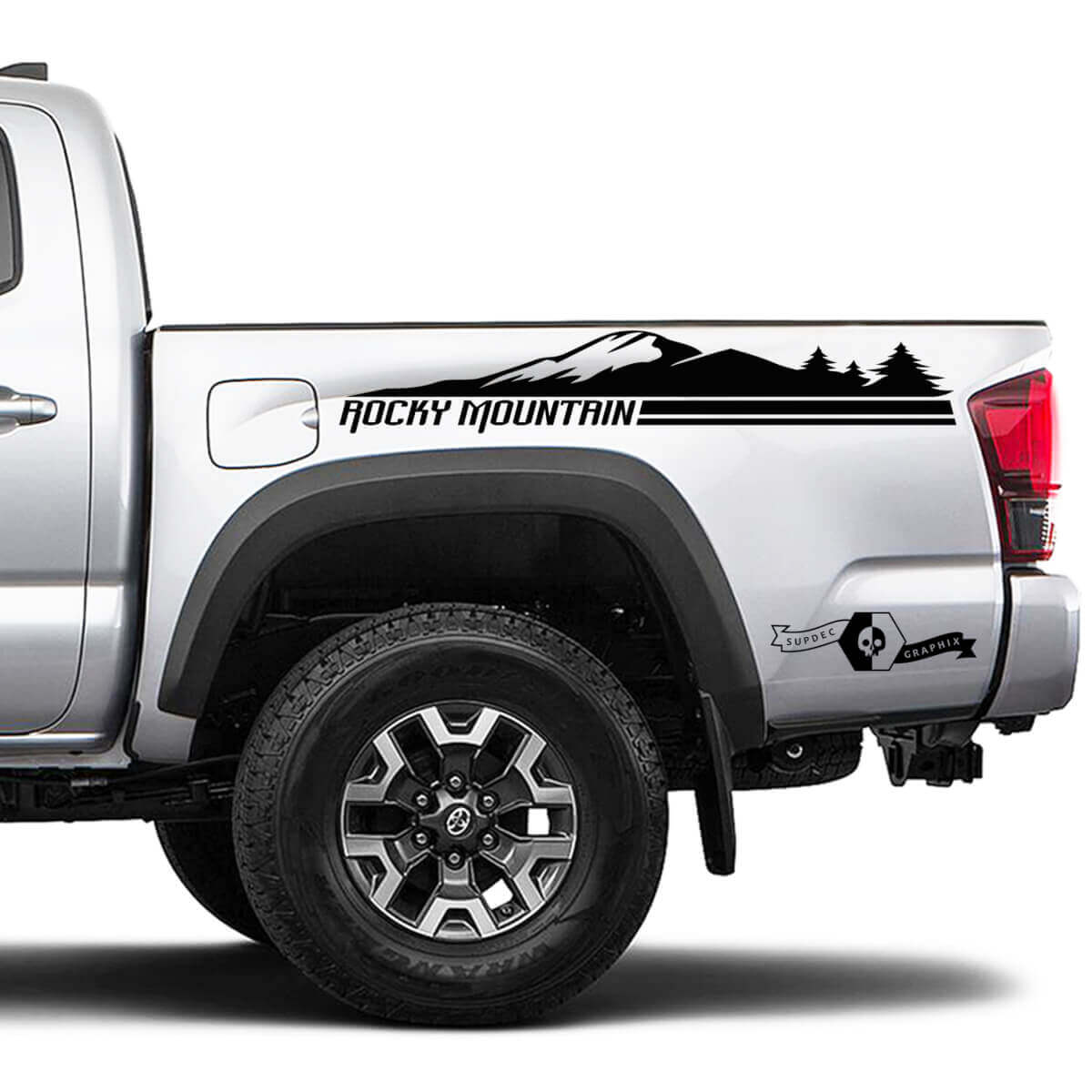 Paar Toyota Tacoma zijbed Rocky Mountain Forest Decal Sticker Graphics
