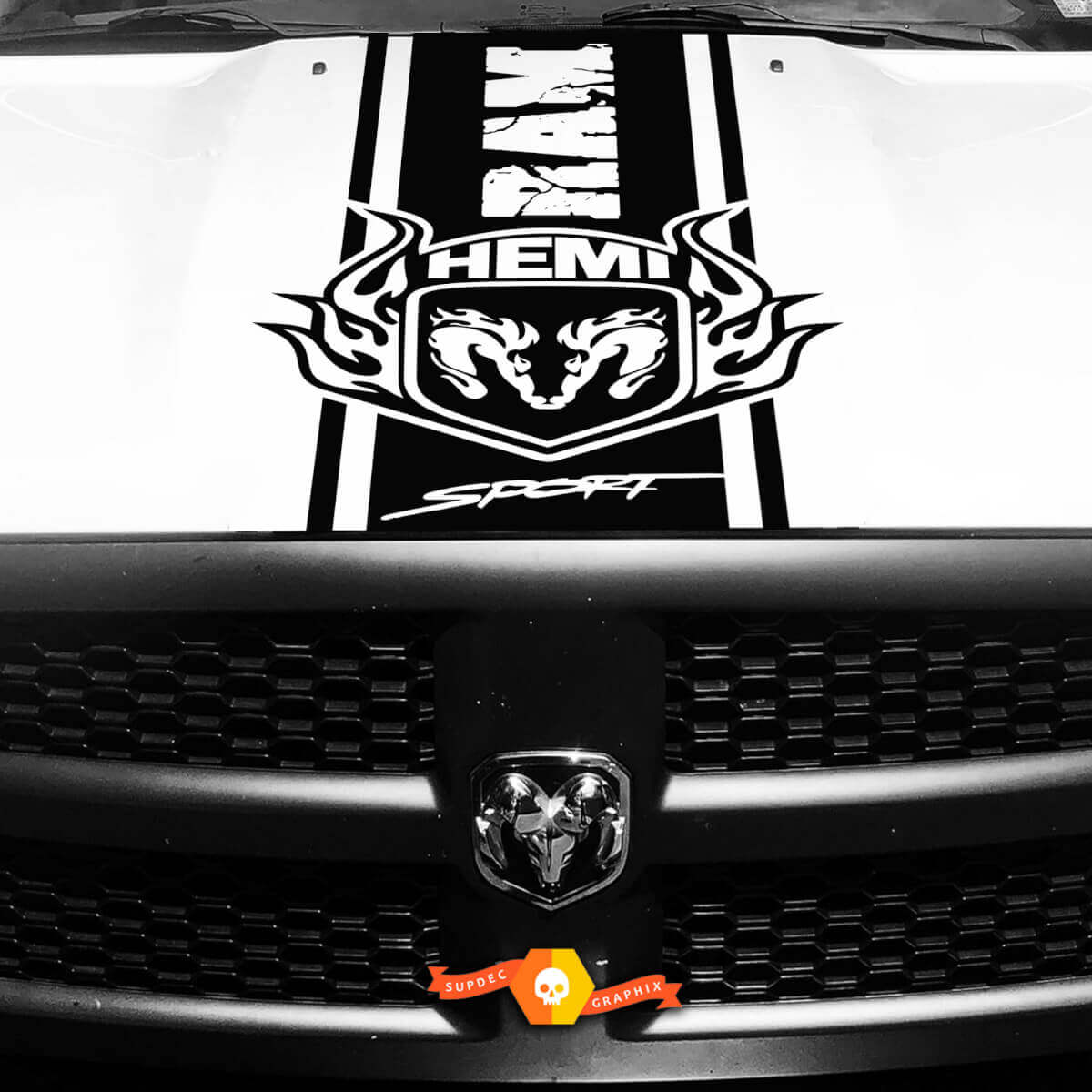 Verweerde HEMI Motorkapstreep Vinyl Sticker Vinyl Streep voor Dodge Ram