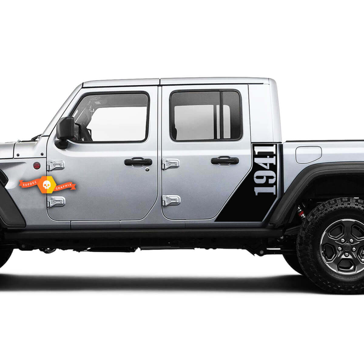 Jeep Gladiator Zijkant 1941 Tweede Wereldoorlog Sticker Decal Fabrieksstijl B Body Vinyl Grafische Strepen Set 2018-2021
