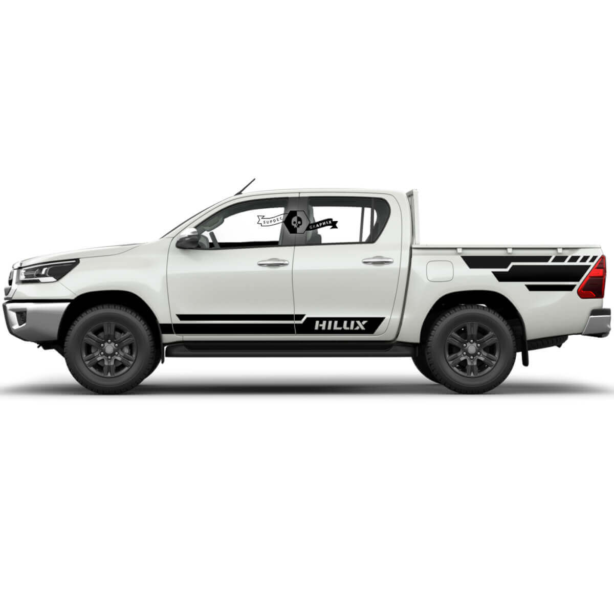 Paar Toyota Hilux 2022 Rally Deuren Bed Side Splash Modern WRAP Vinyl Stickers Decal Graphic
