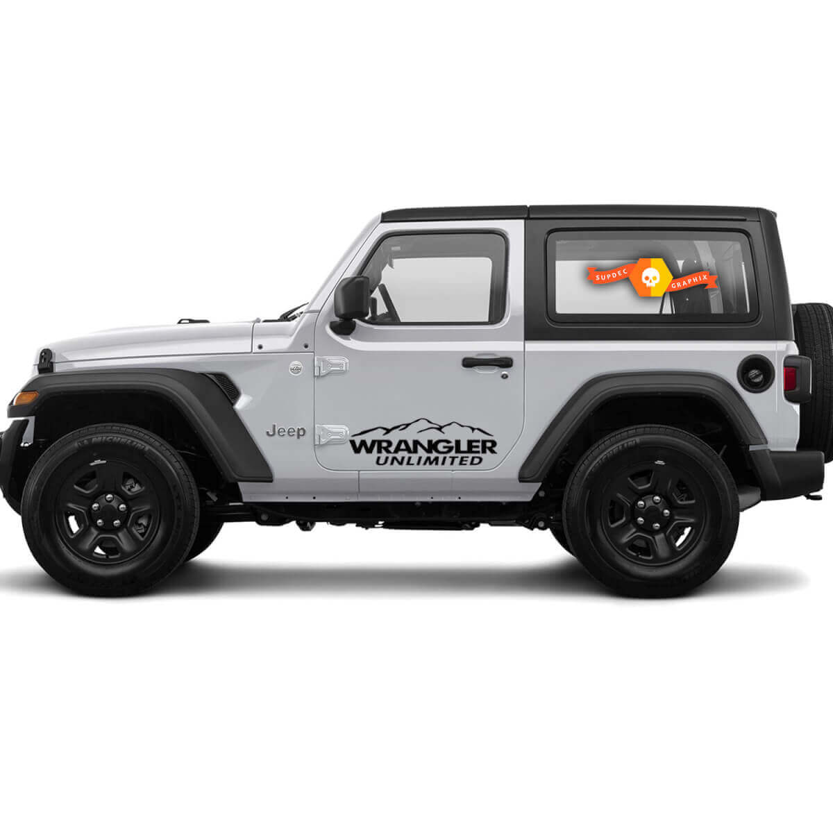 2 Jeep WRANGLER UNLIMITED Bergdeur Of Motorkap Wrangler Decal Sticker Graphics Vinyl
