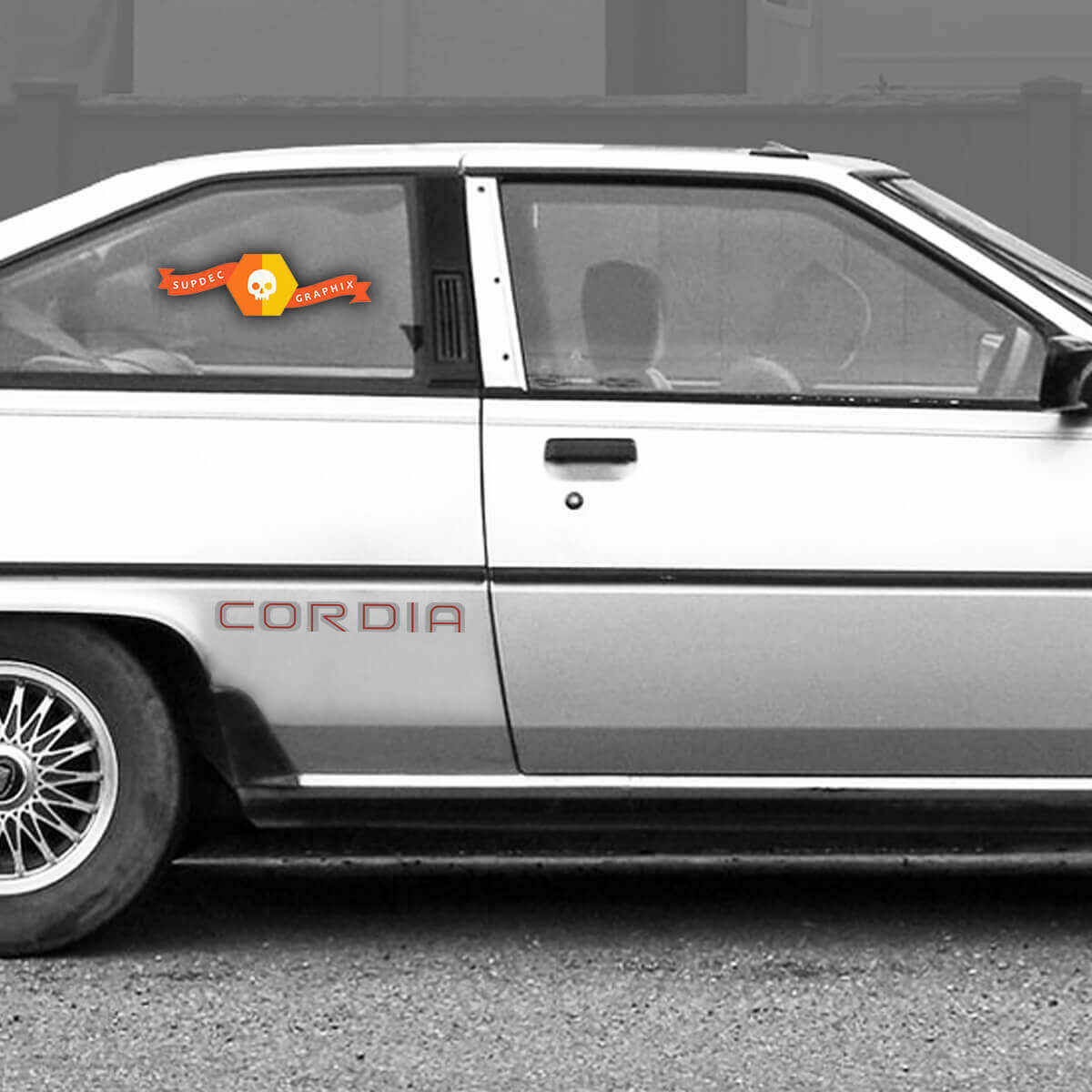 Mitsubishi Cordia Turbo CORDIA 2x zijvinyl carrosserie-decals sticker graphics 2 Kleuren

