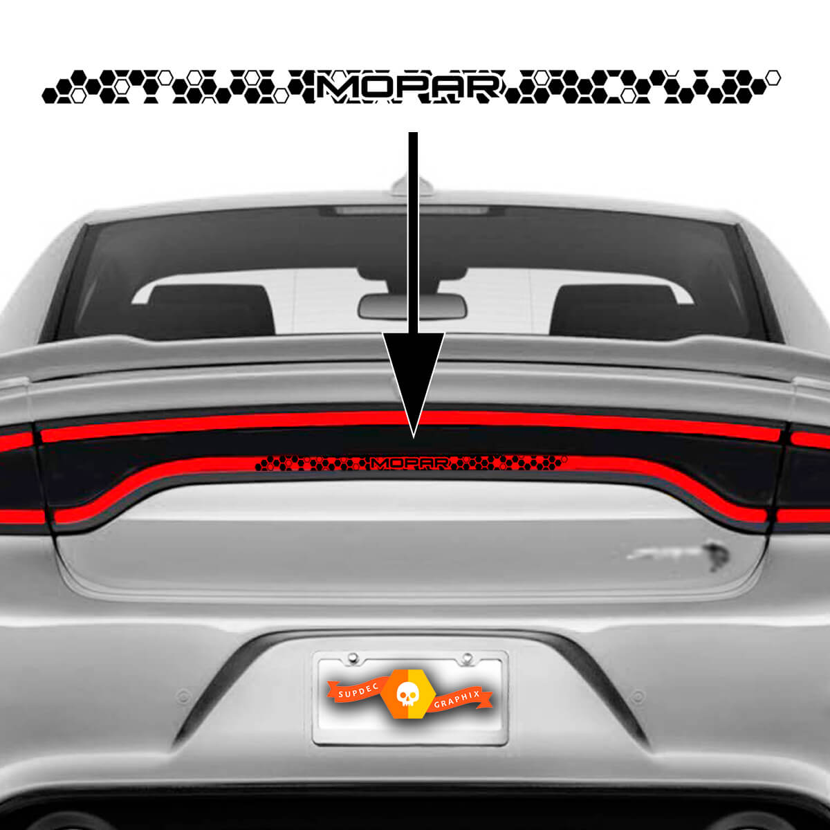Dodge Charger achterlicht Accent Decal 2015- 2022+ Honeycomb Hellcat Scat Pack Mopar SRT 392