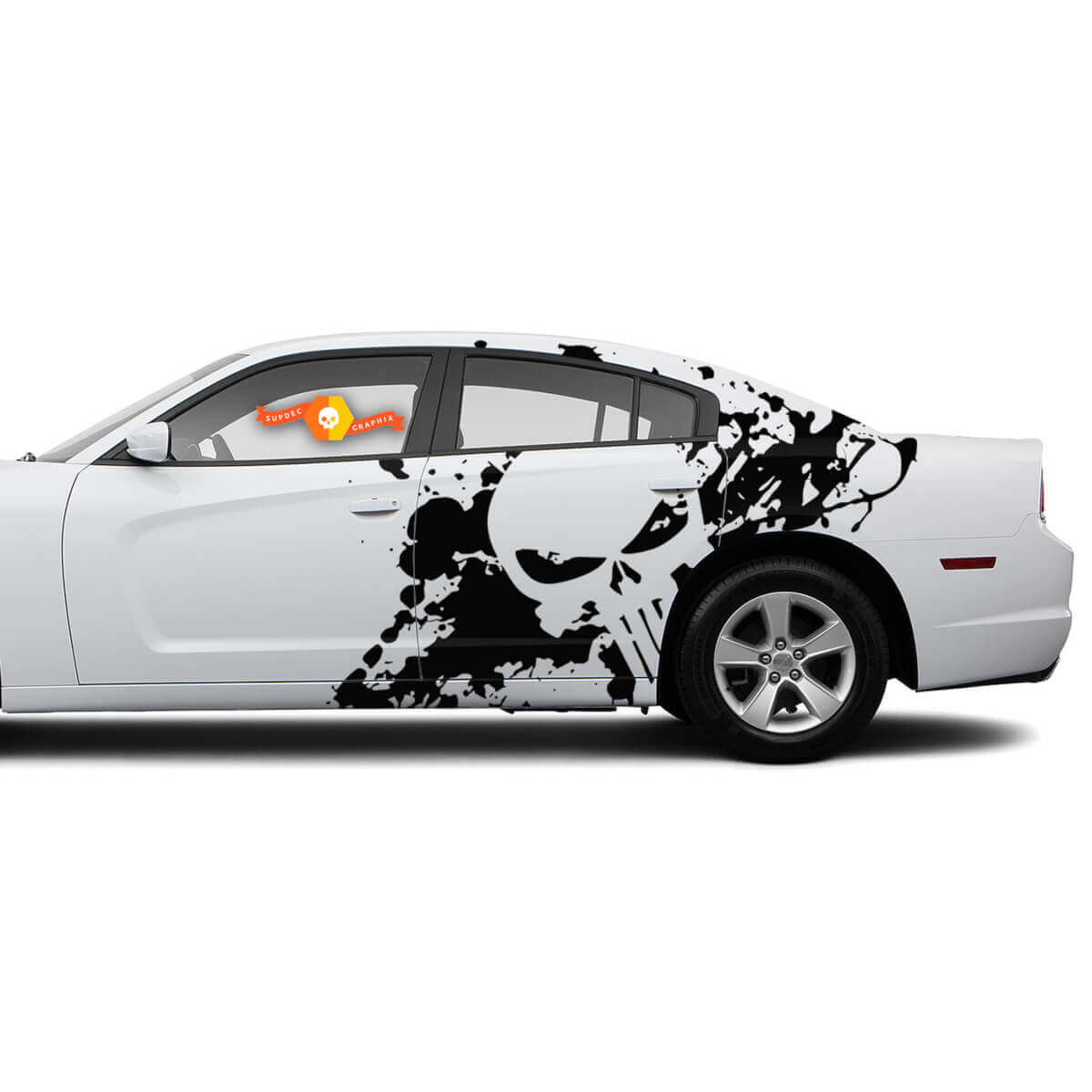 Set van Punisher Side Dodge Challenger of Charger Splash Wrap Decals Stickers

