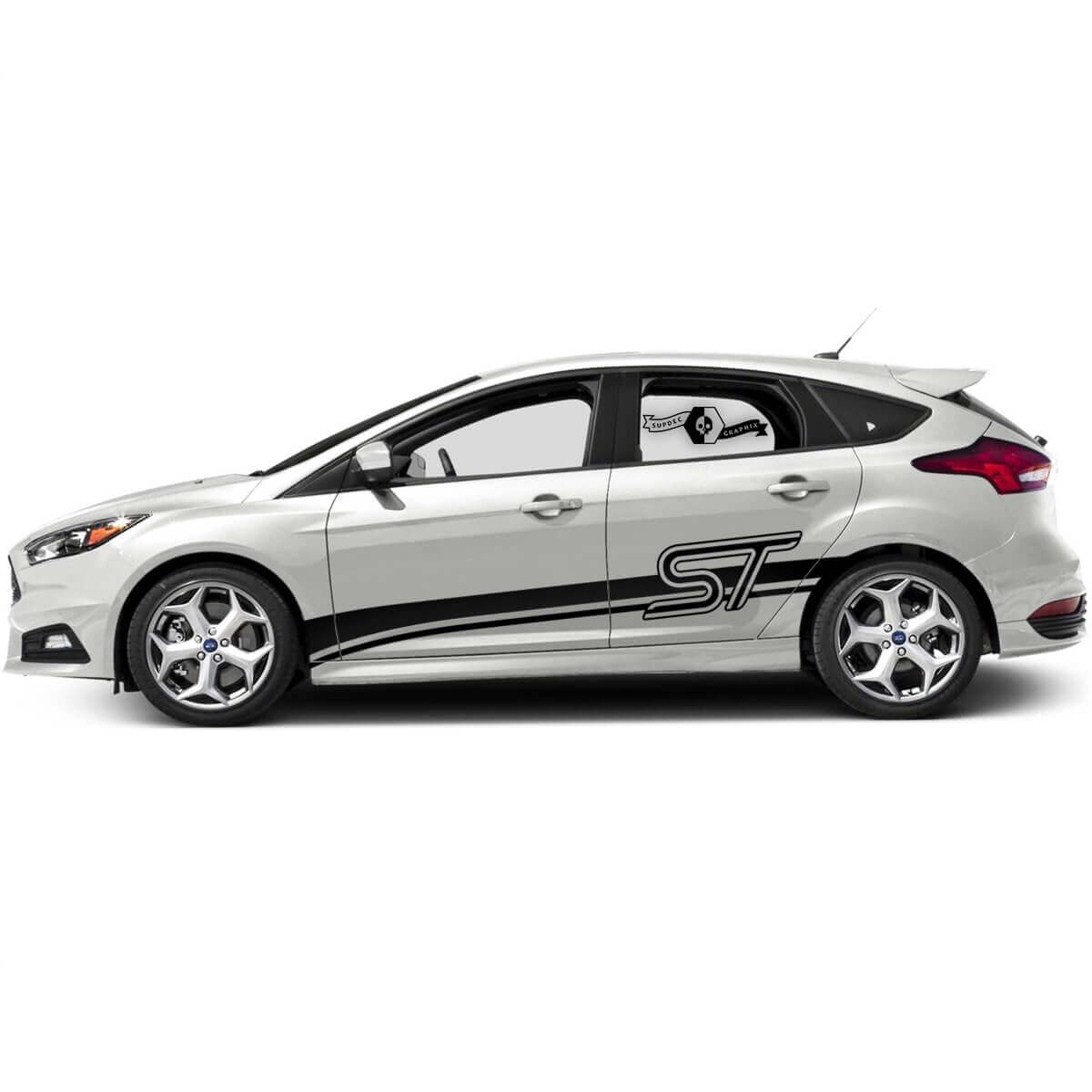 ST-stijl zijstrepen vinyl decalset voor Musclecar Focus ST