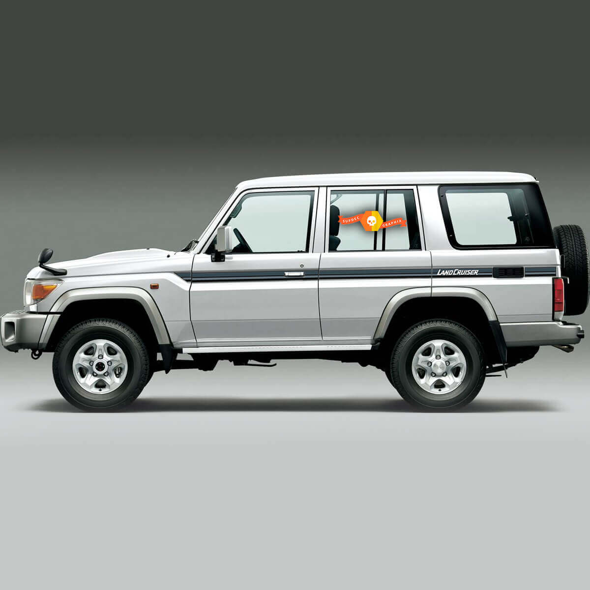 Retro zijstrepen vinyl decal set voor Toyota Land Cruiser 70-serie
