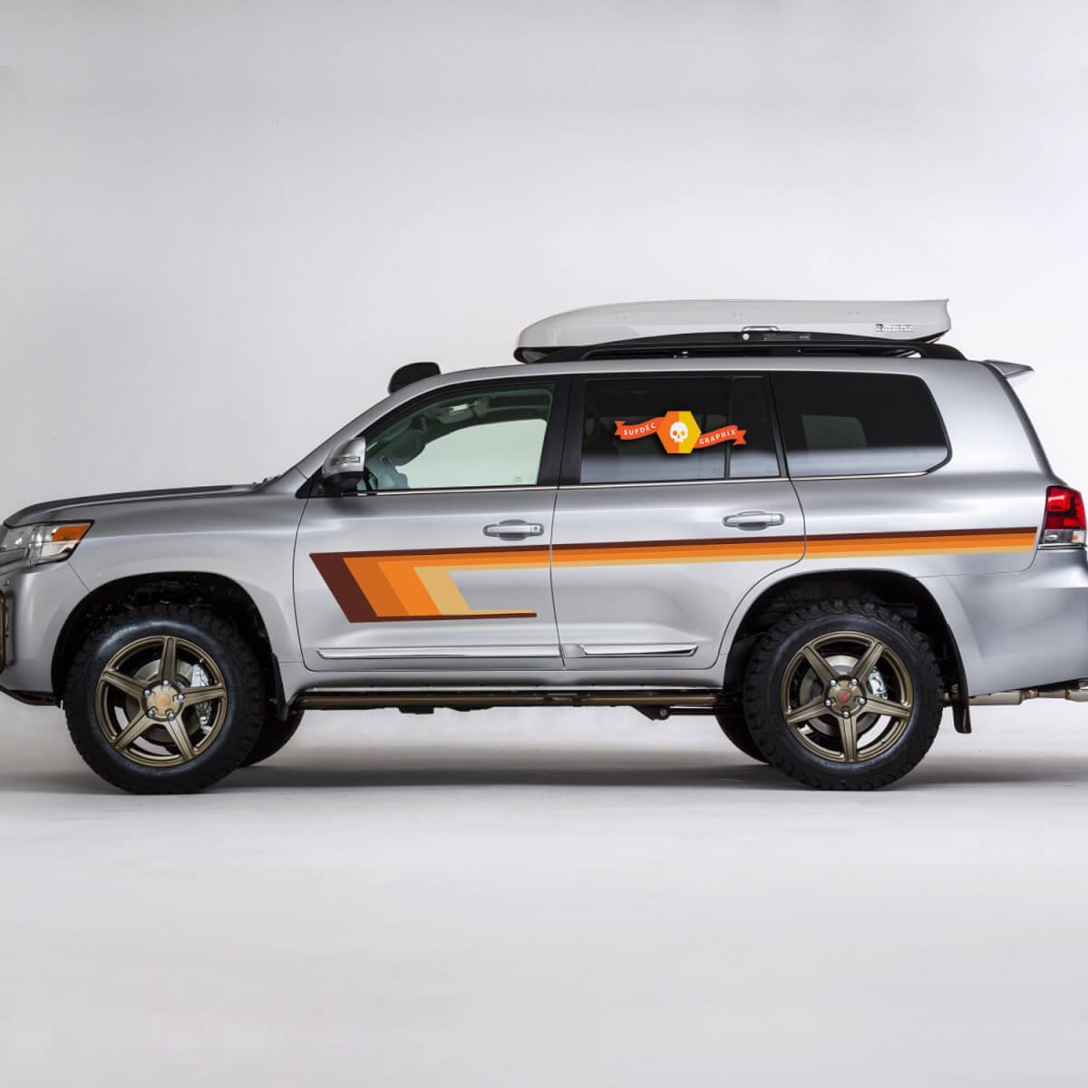 2 Side Old School Toyota Land Cruiser Landcruiser 200 Grafische deuren Stripe Vinyl Decals Stickers Kit