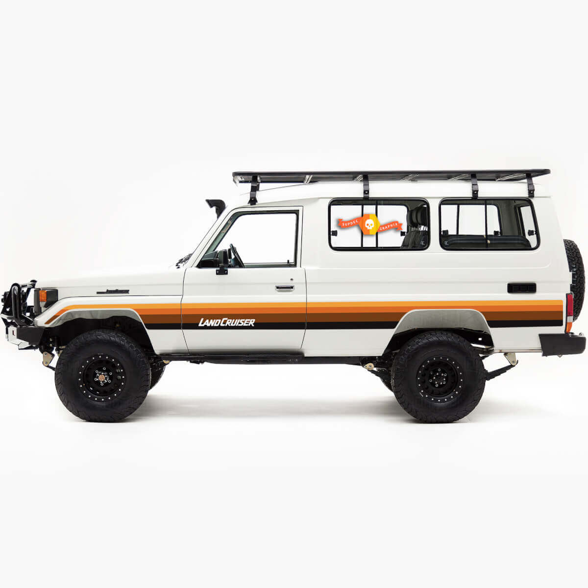 Vintage stijl zijstrepen vinyl decal voor Toyota Land Cruiser Troopy 75