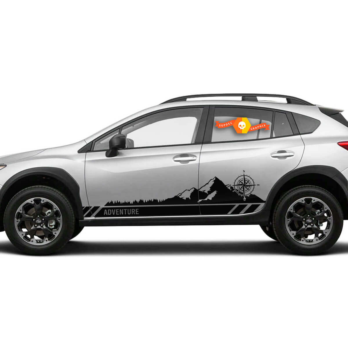 Set Kompas Mountain Adventure Vinyl Stickers voor Subaru Crosstrek en Forester