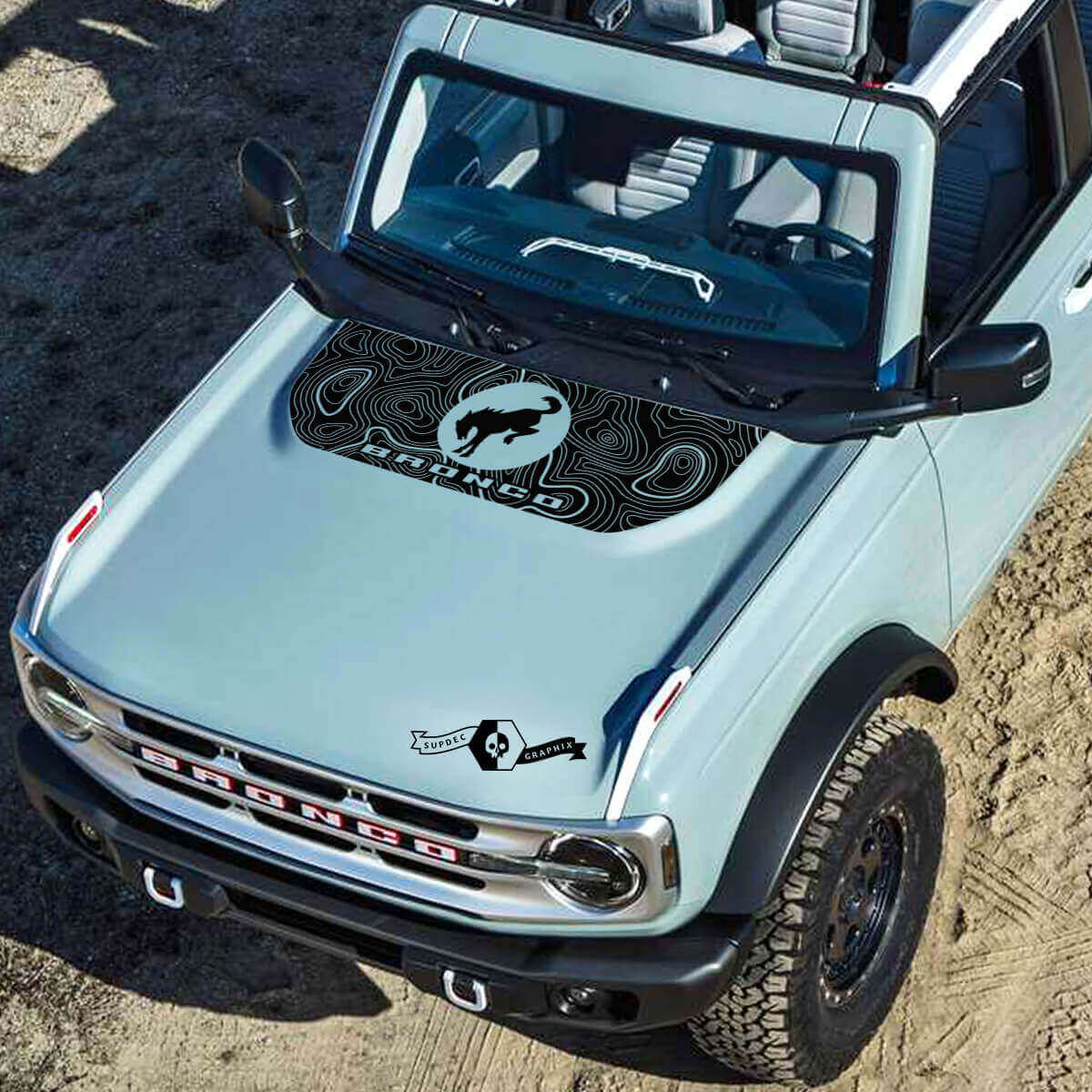 Topografische Kaart Logo Letters Vinyl Decals Stickers 2 voor Musclecar horse