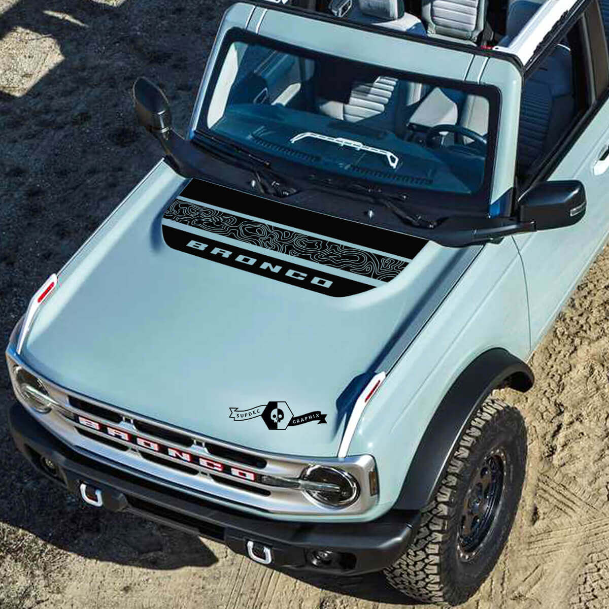 Topografische Kaart Logo Letterline Vinyl Decals Stickers 2 voor Musclecar horse