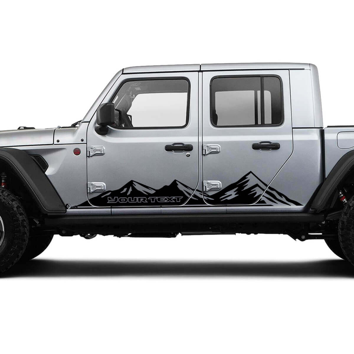 Paar Jeep Gladiator zijrockerpaneel Racing Mountains deuren vinyl grafische strepen
