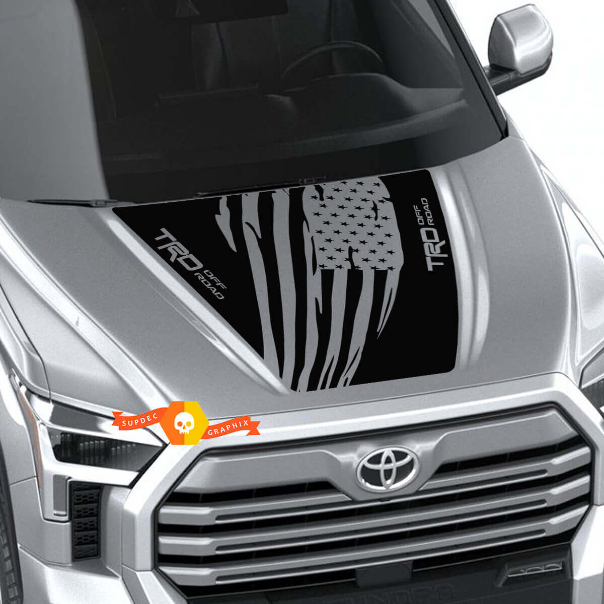 Nieuwe Toyota Tundra 2022 motorkap TRD SR5 VS-vlag Wrap Decal Sticker Graphics SupDec Design
