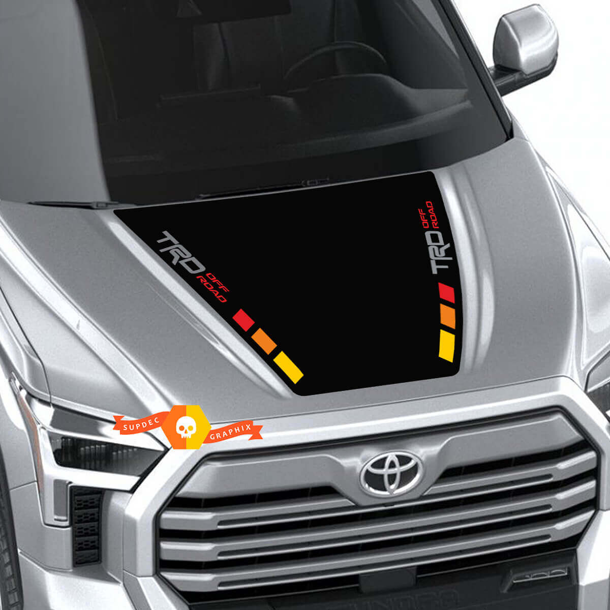 Nieuwe Toyota Tundra 2022 Hood TRD SR5 Off Road Vintage Strepen Wrap Decal Sticker Graphics SupDec Design
