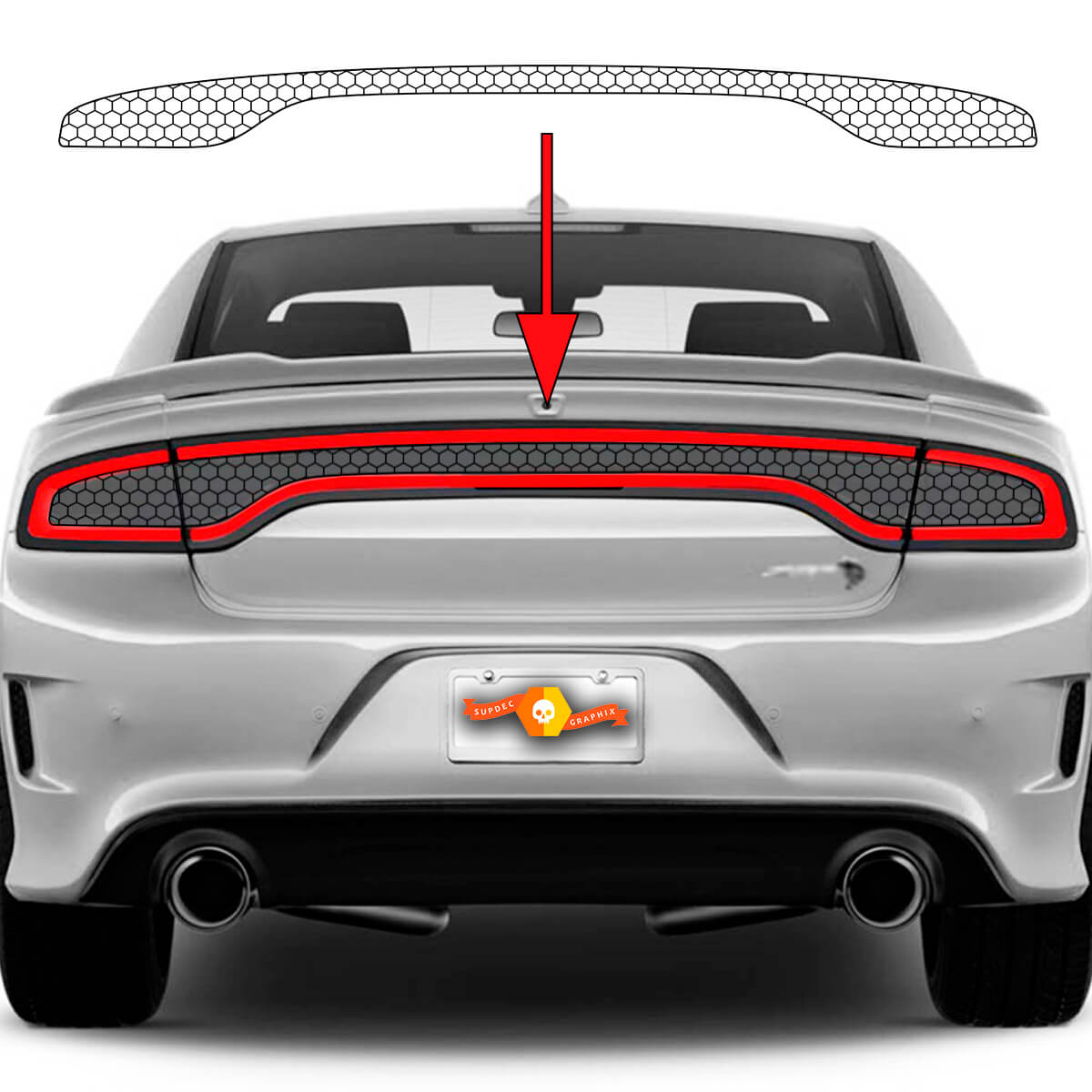 Dodge Charger Srt Hellcat Widebody Tail Light Honeycomb Nieuwe Vynil Decal Sticker Graphics