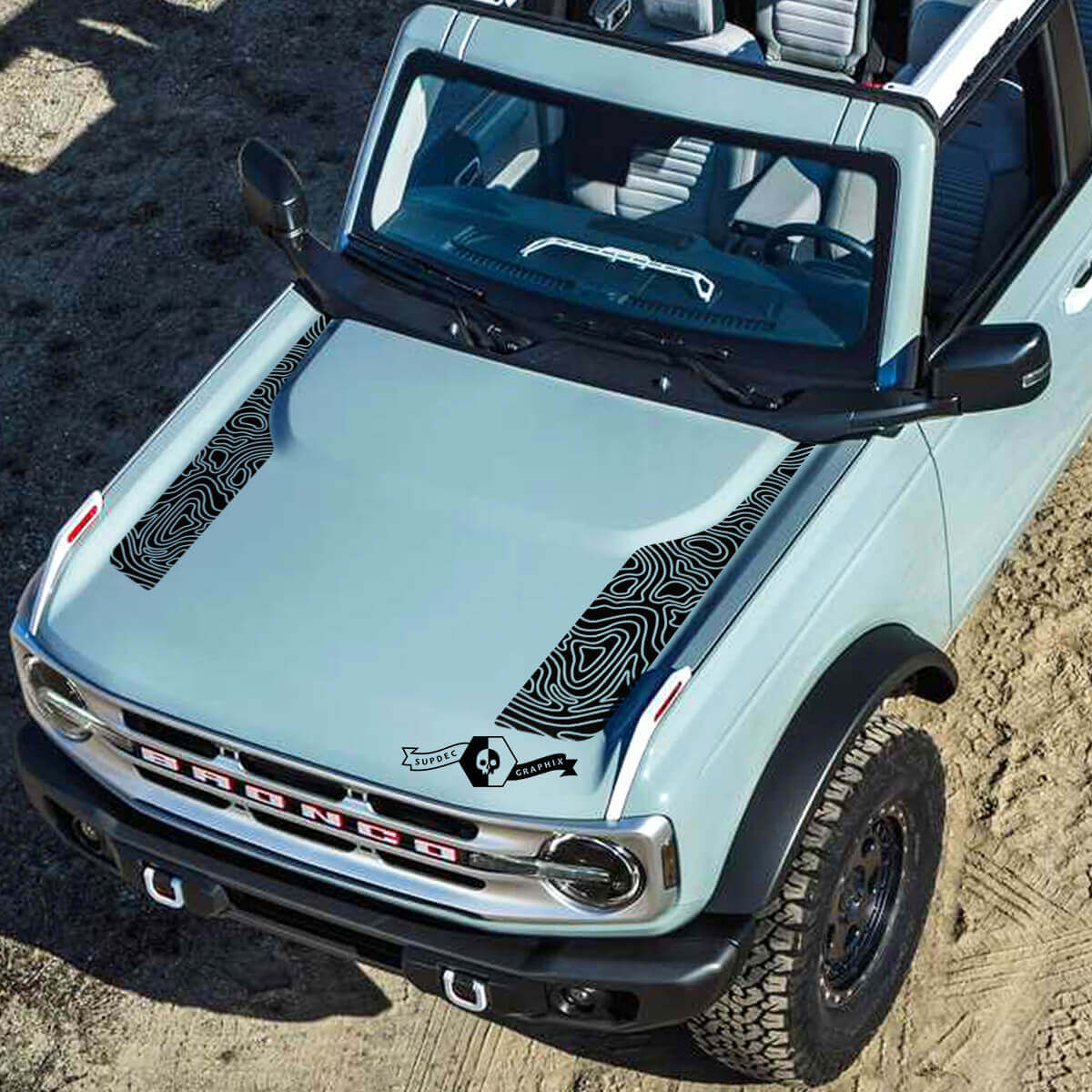 Nieuw Musclecar horse 2021 2022 Logo Topografische Kaart Motorkap Vinyl Decal Set Sticker Grafisch
