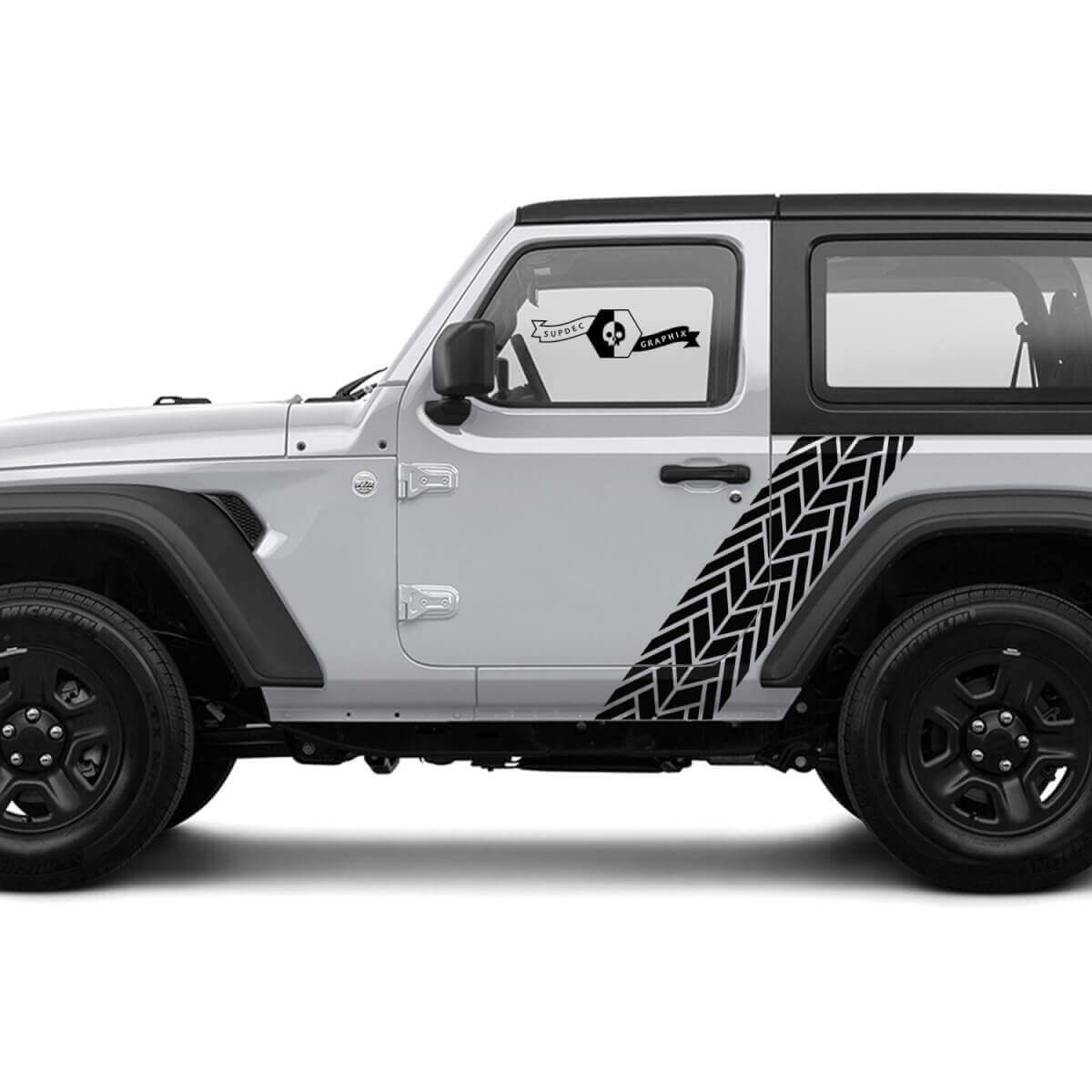2 Nieuwe JEEP Wrangler Streep met Bandenspoor Deurzijde Grafische Decal Sticker
