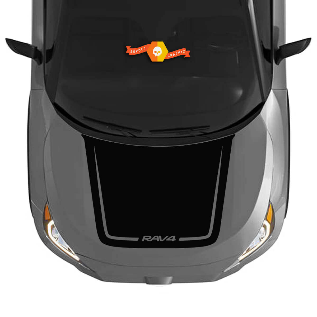 RAV4-logo Zwarte stijl motorkap vinyl decal sticker voor Toyota RAV4 2019-2022