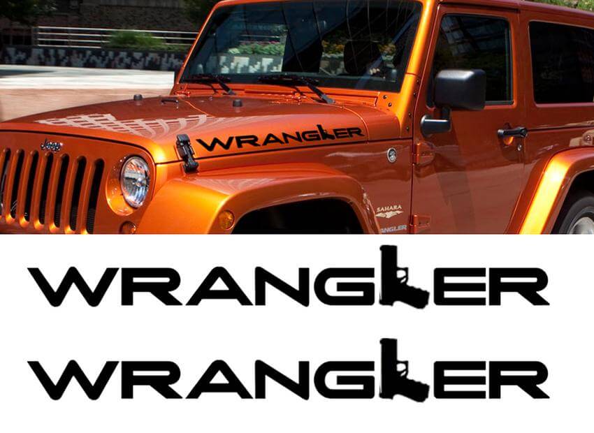 2 Jeep Wrangler GUN Rubicon CJ TJ YJ JK XJ Vinyl Stickers Decals