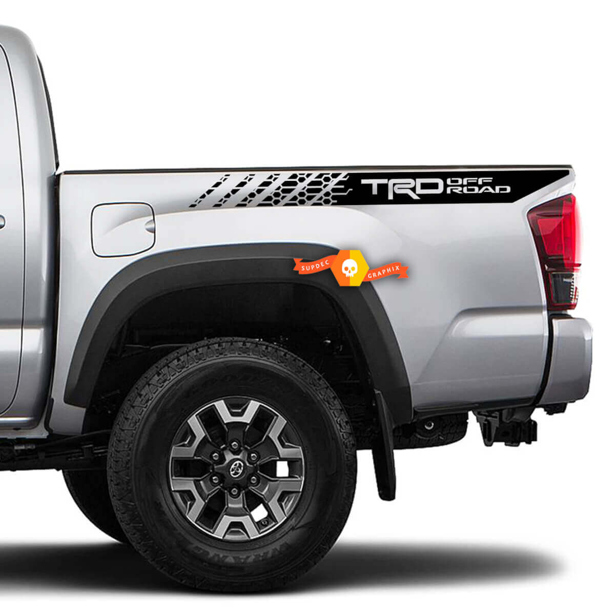 TRD Off Road Geometrische Vinylstickers voor de zijkant van de laadbak voor Toyota Tacoma 2016-2022
