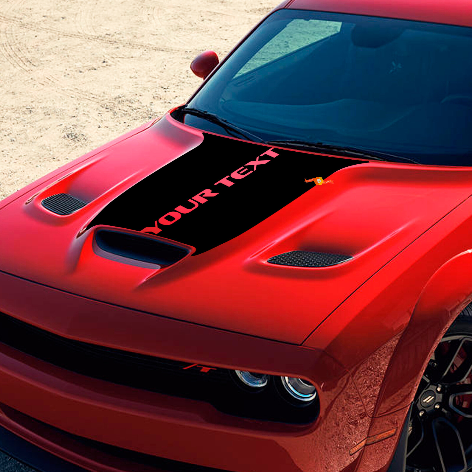 Aangepaste Tekst Motorkap Vinyl Decal Sticker voor Dodge Challenger 2015-2021