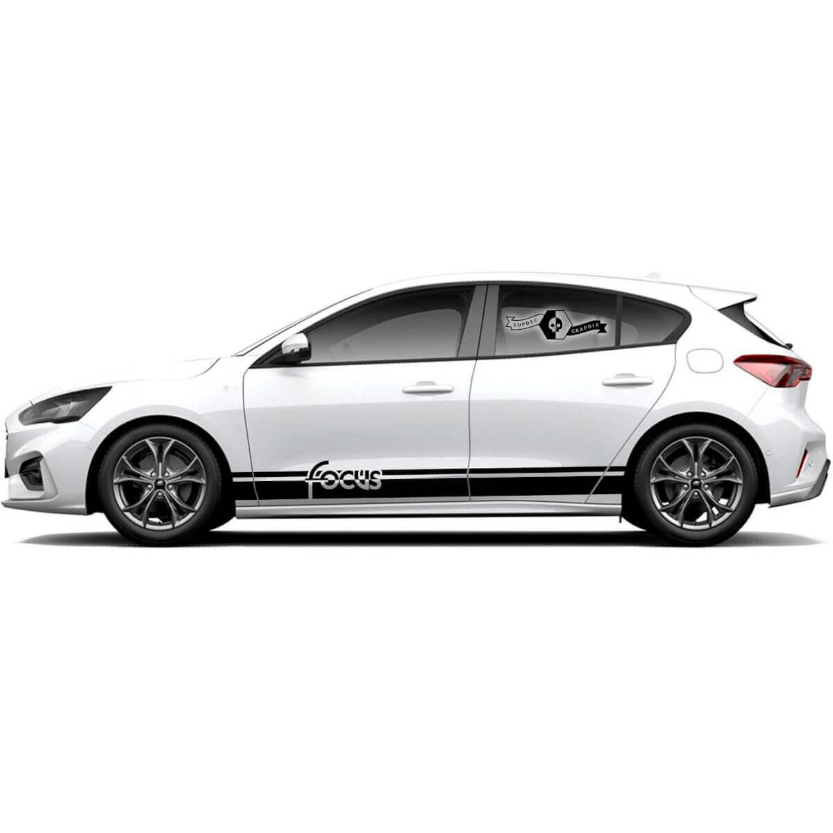 Pair Ford Focus ST 2017 - 2022 Klassieke ST-Line EcoBoost Streep Rocker Panel Vinyl Sticker Grafisch
