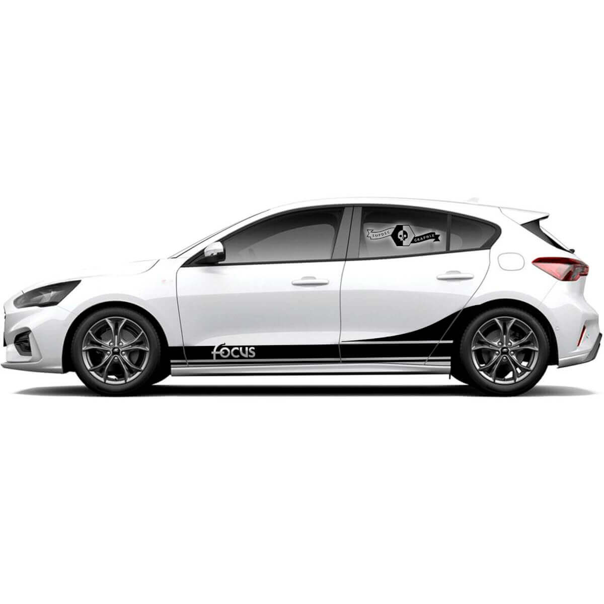 Paar Ford Focus ST 2017 - 2022 Wave ST-Line EcoBoost Stripe Rocker panel Vinyl Decal Sticker Graphic
