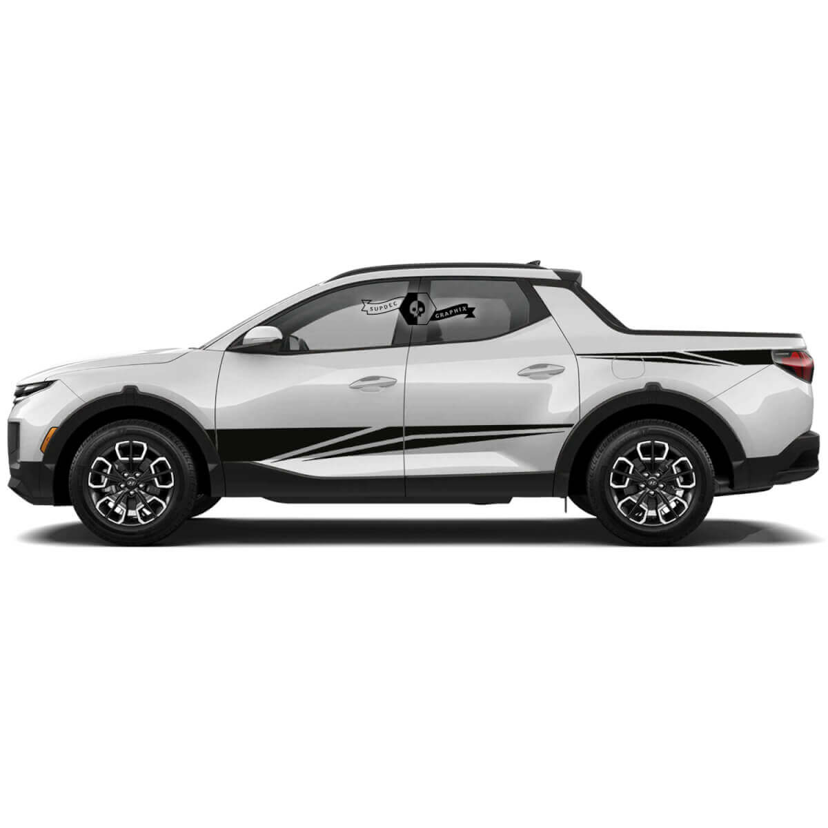 Triple Sharp Zijkanten Strepen Vinyl Decal Kit voor Hyundai Santa Cruz