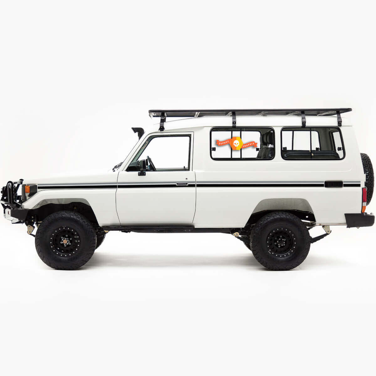 Retro zijstrepen vinyl decal kit voor Toyota Land Cruiser Troopy