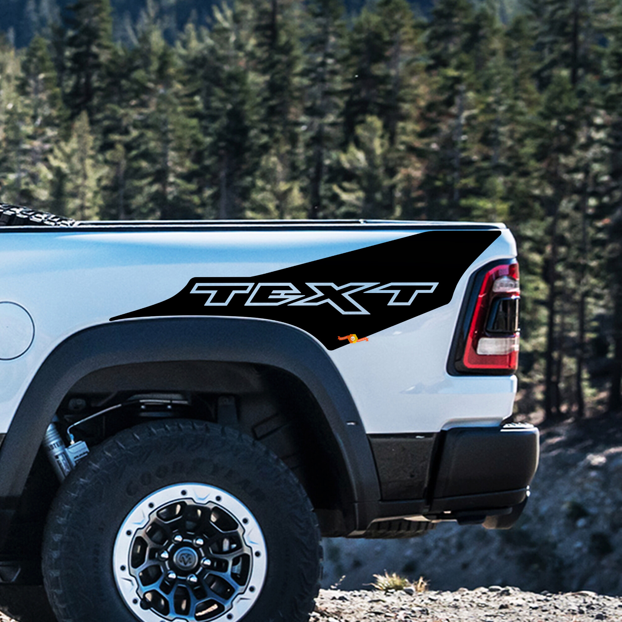 TRX Stijl Aangepaste Tekst Bedside Vinyl Decal Kit voor Dodge Ram 1500 Rebel TRX