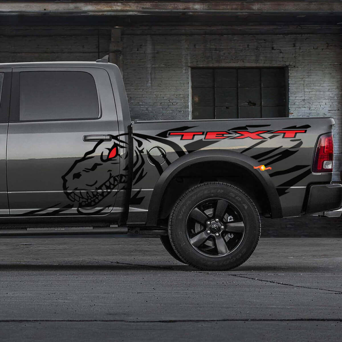 Dinosaurs T-Rex Splash Deur Achterzijde Splash Vinyl Sticker Decal Grafiek voor Dodge Ram Rebel 1500 TRX