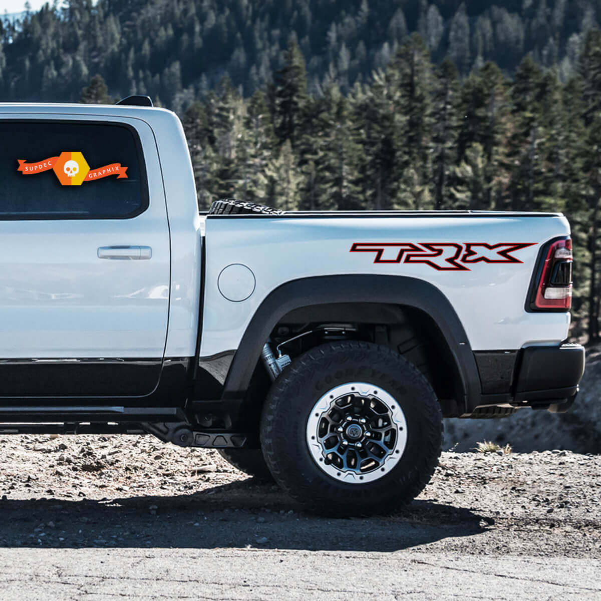 TRX Omrande Lettering Zijkant Vinyl Stickers voor Dodge Ram Rebel 1500 TRX