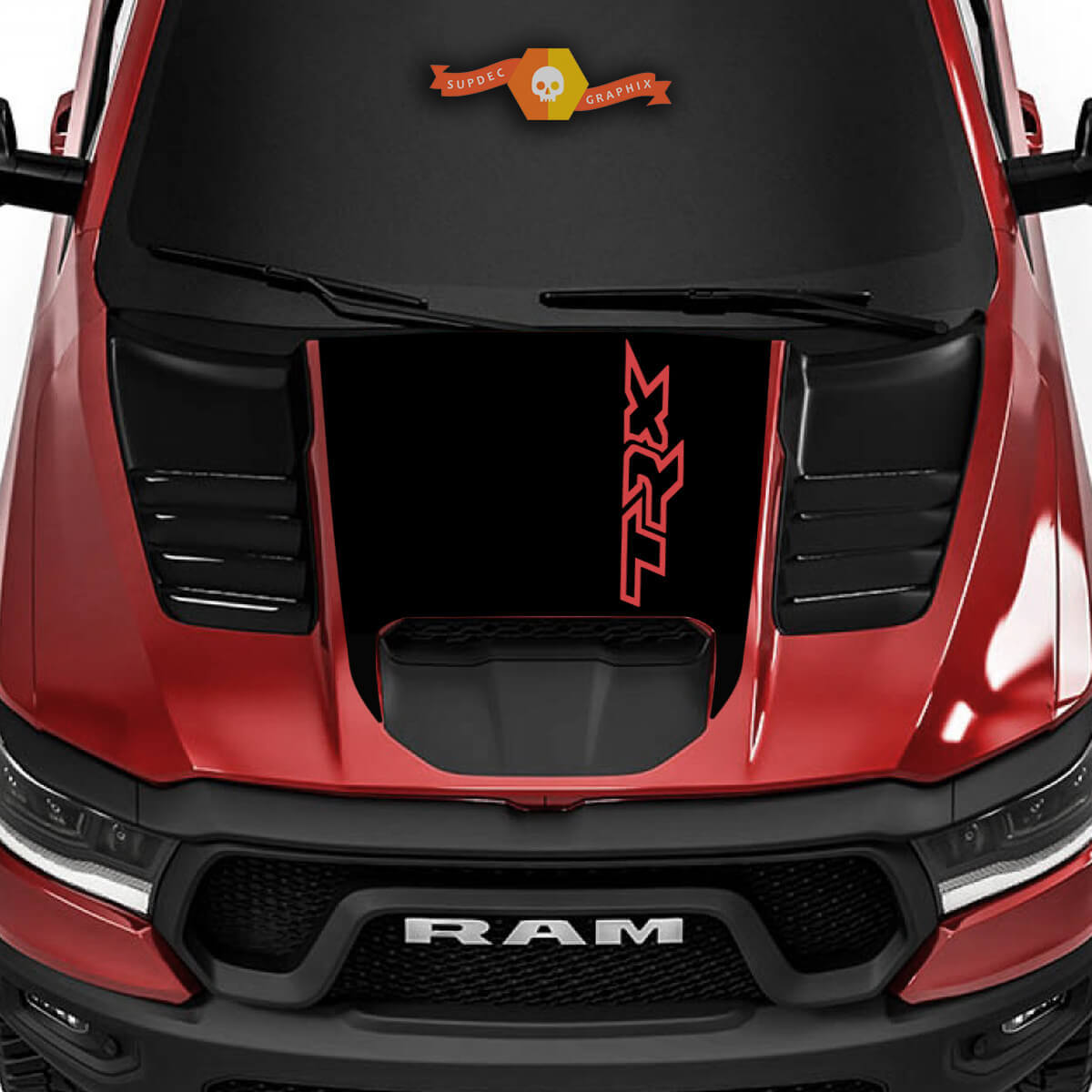 TRX Style Zwarte Hood Vinyl Decal voor Dodge Ram Rebel 1500 TRX