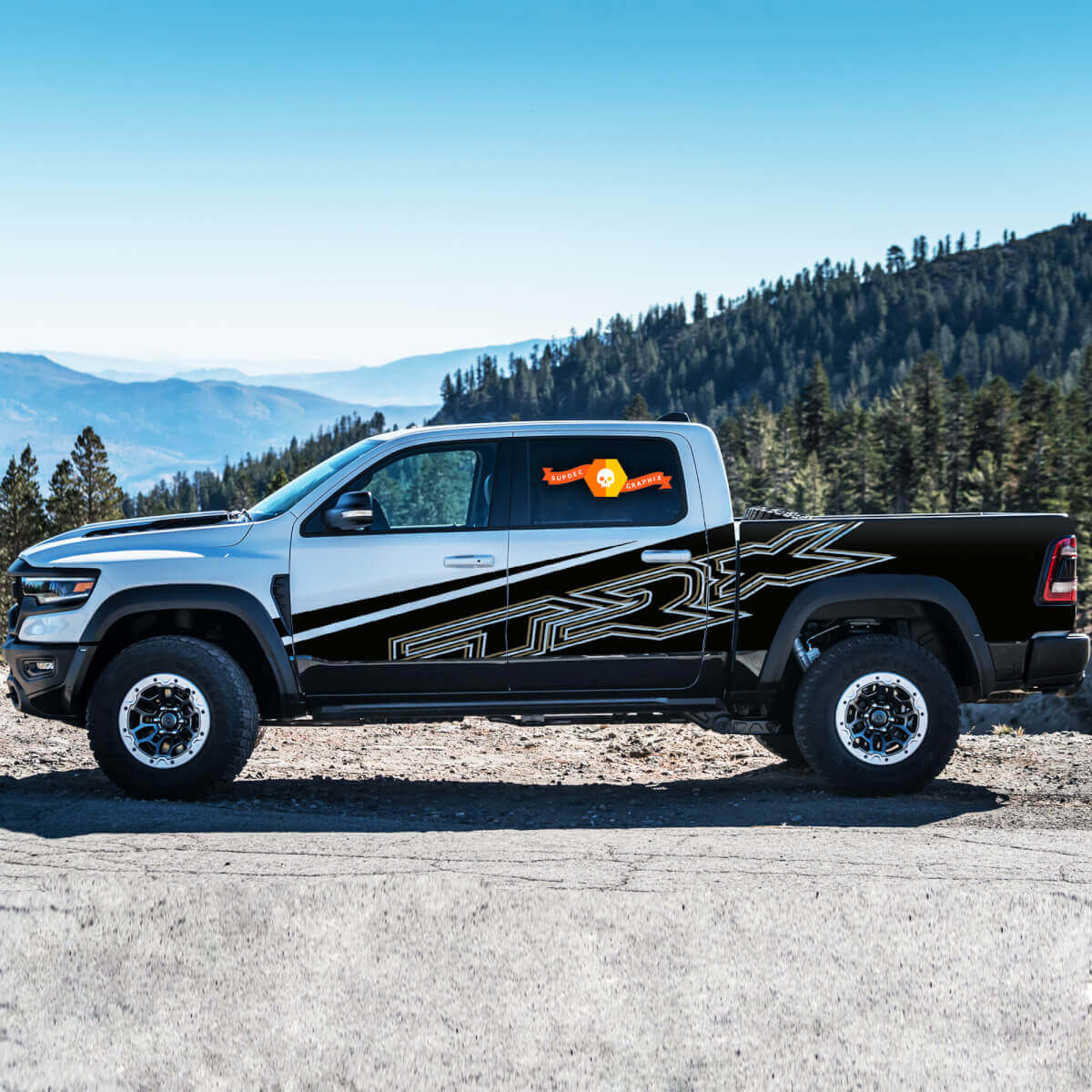 TRX-stijl zij vinylstickerset voor Dodge Ram 1500 Rebel/TRX