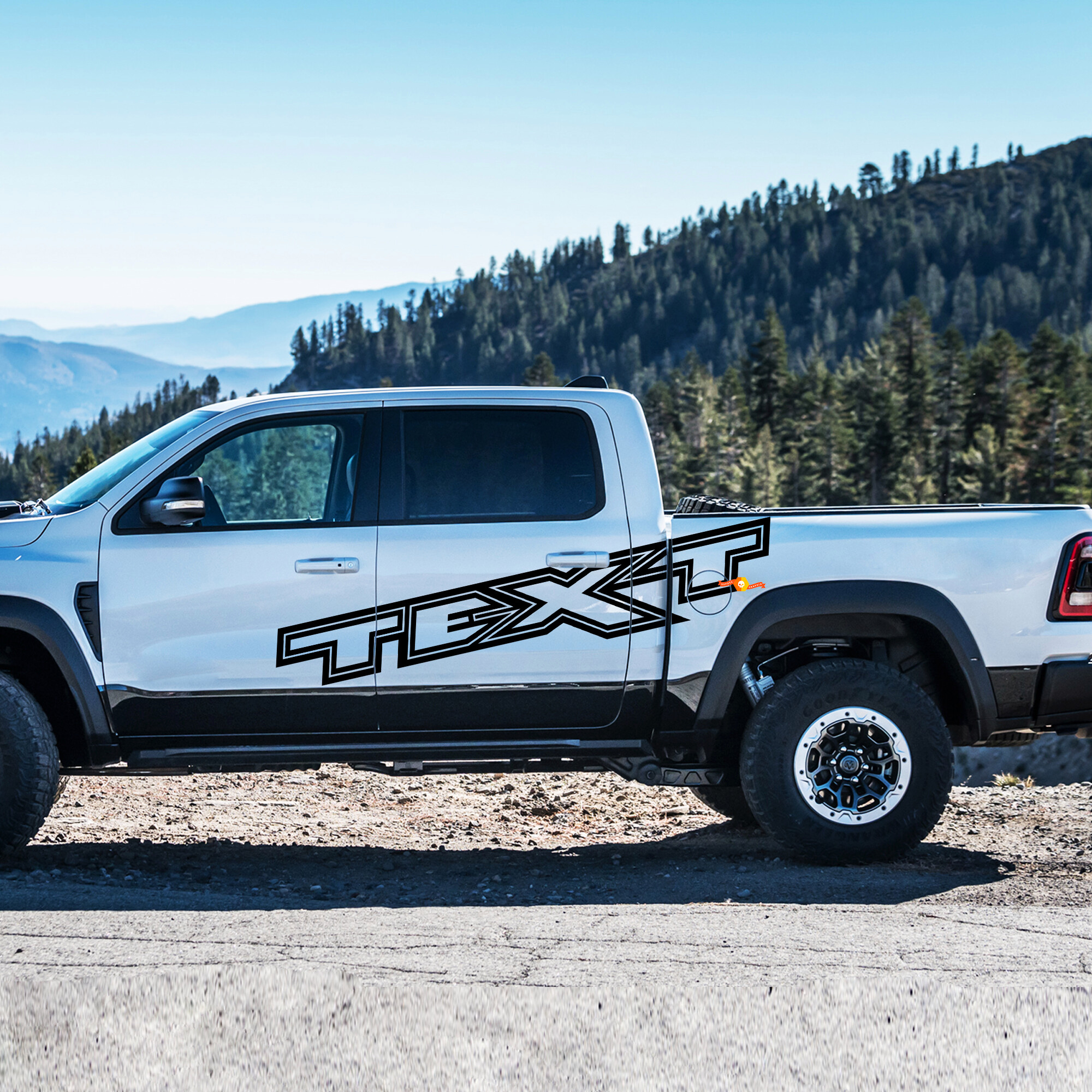 Outline Custom Lettering Side Vinyl Decal voor Dodge Ram 1500 Rebel TRX