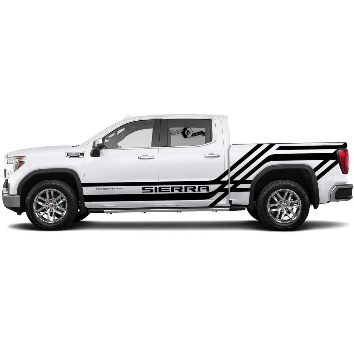 2x Zijstrepen Sticker Voor 1500 Gmc Sierra Rocker Panel Bed Side SPLASH Vinyl Stickers Sticker Grafisch Kit
