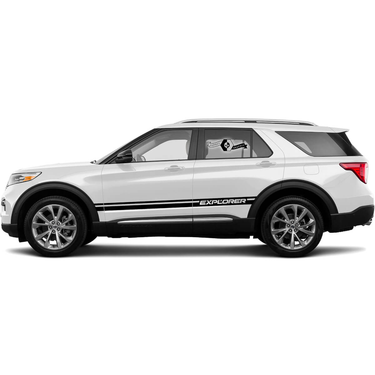 2021+ Ford Explorer 2x Deurenstrepen Bodystickers Zijstickers Graphics Vinyl