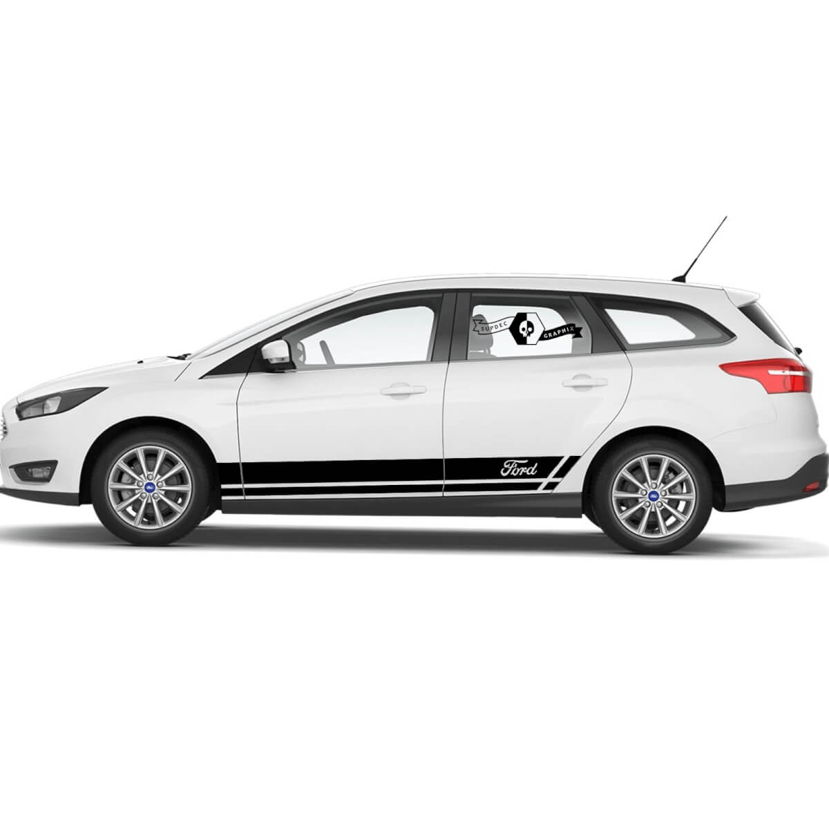 2x Nieuwe Ford Focus Side Rocker Panel Logo Stripes Decals Graphic Kitstripes Decals Graphic Kit