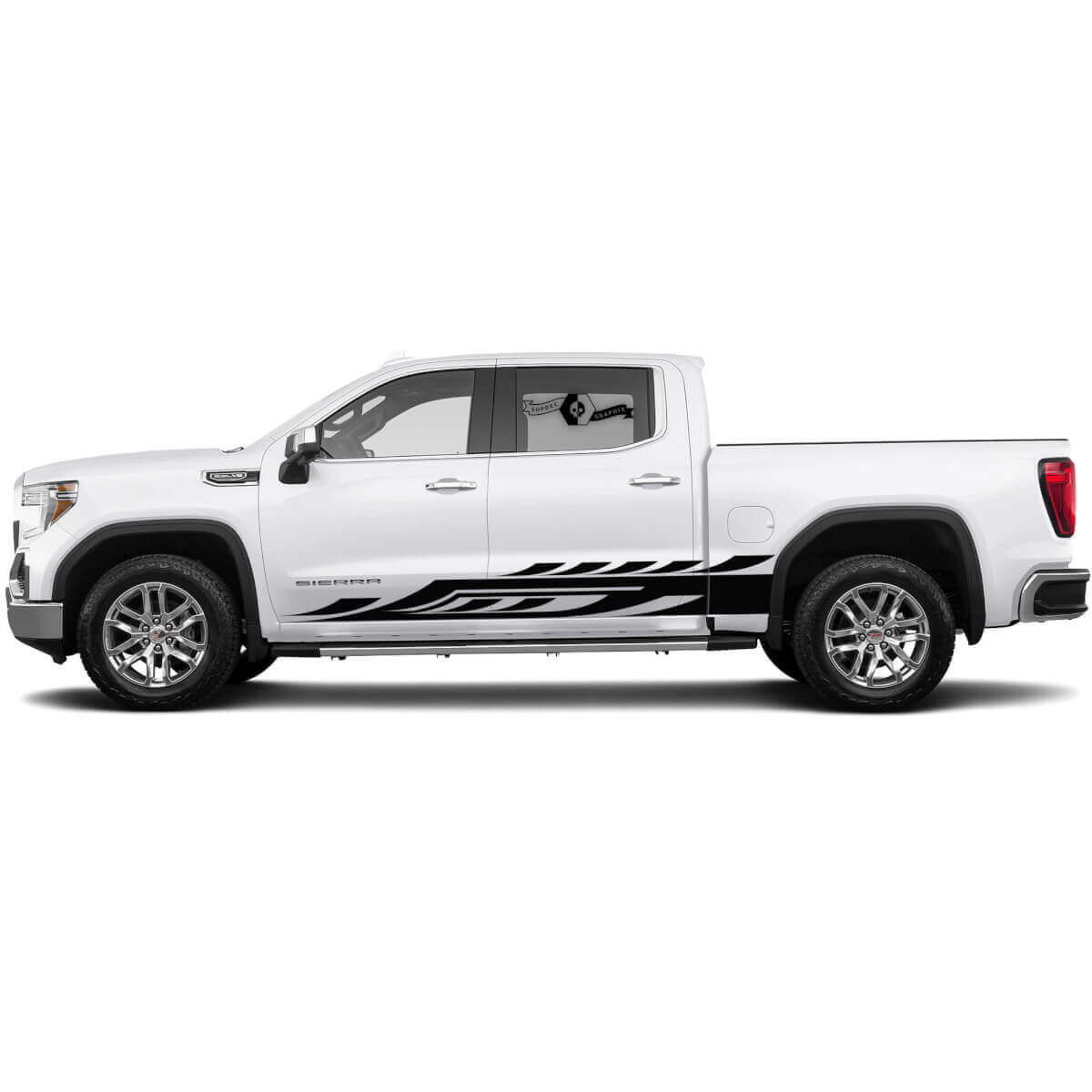 Nieuw paar zijstrepen sticker voor 1500 GMC Sierra deuren Rocker Panel Vinyl Stickers Decal Graphic kit
