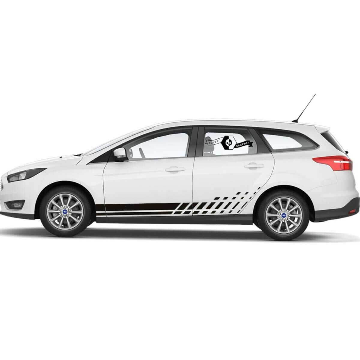2x 2021+ Musclecar Focus Deuren Zijkant Nieuwe Rocker Panel Musclecar Focus Auto Racing Streep Vinyl Decal Sticker
