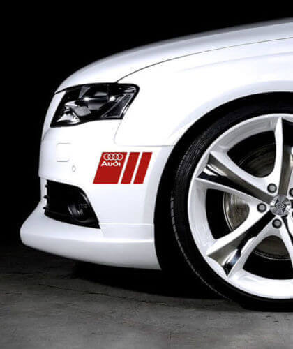 Geëtiketteerde race-stijl zijspatbordstrepen vinyl decal set voor Audi-auto's