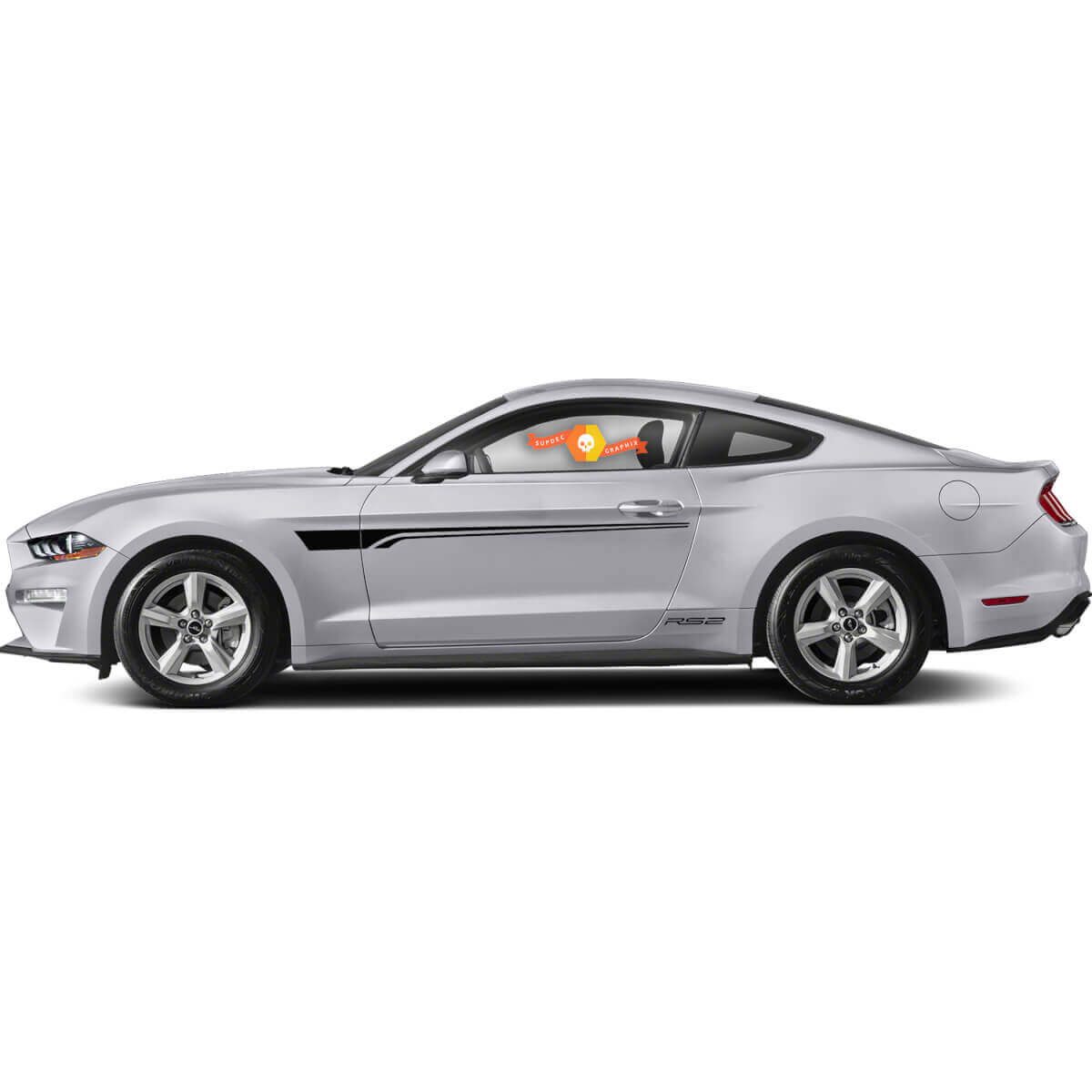 Dubbele accentstrepen zijkant vinyl decal kit voor Musclecar Musclecarmodel ROUSH RS2