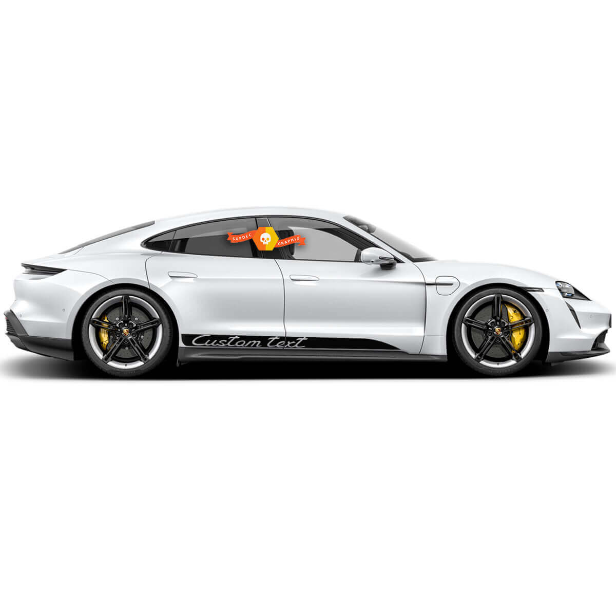 Porsche Taycan Zijrockerpaneel Aangepaste Tekst Strepen Kit Decal Sticker
