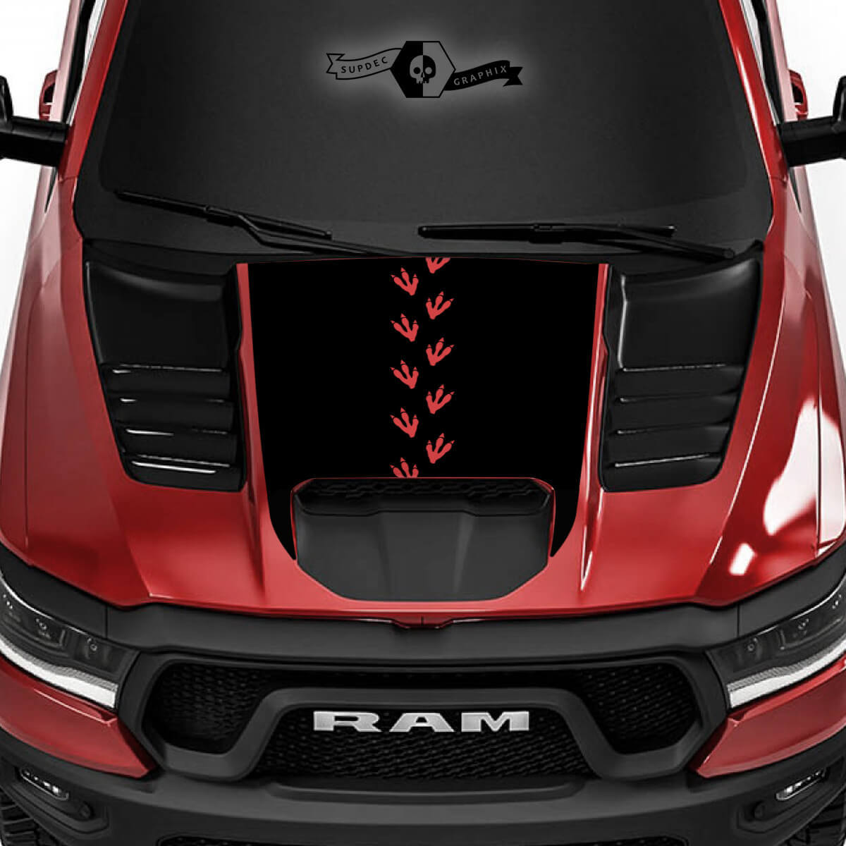 Dinosaurussporen Motorkap Vinyl Sticker voor Dodge Ram 1500 Rebel TRX