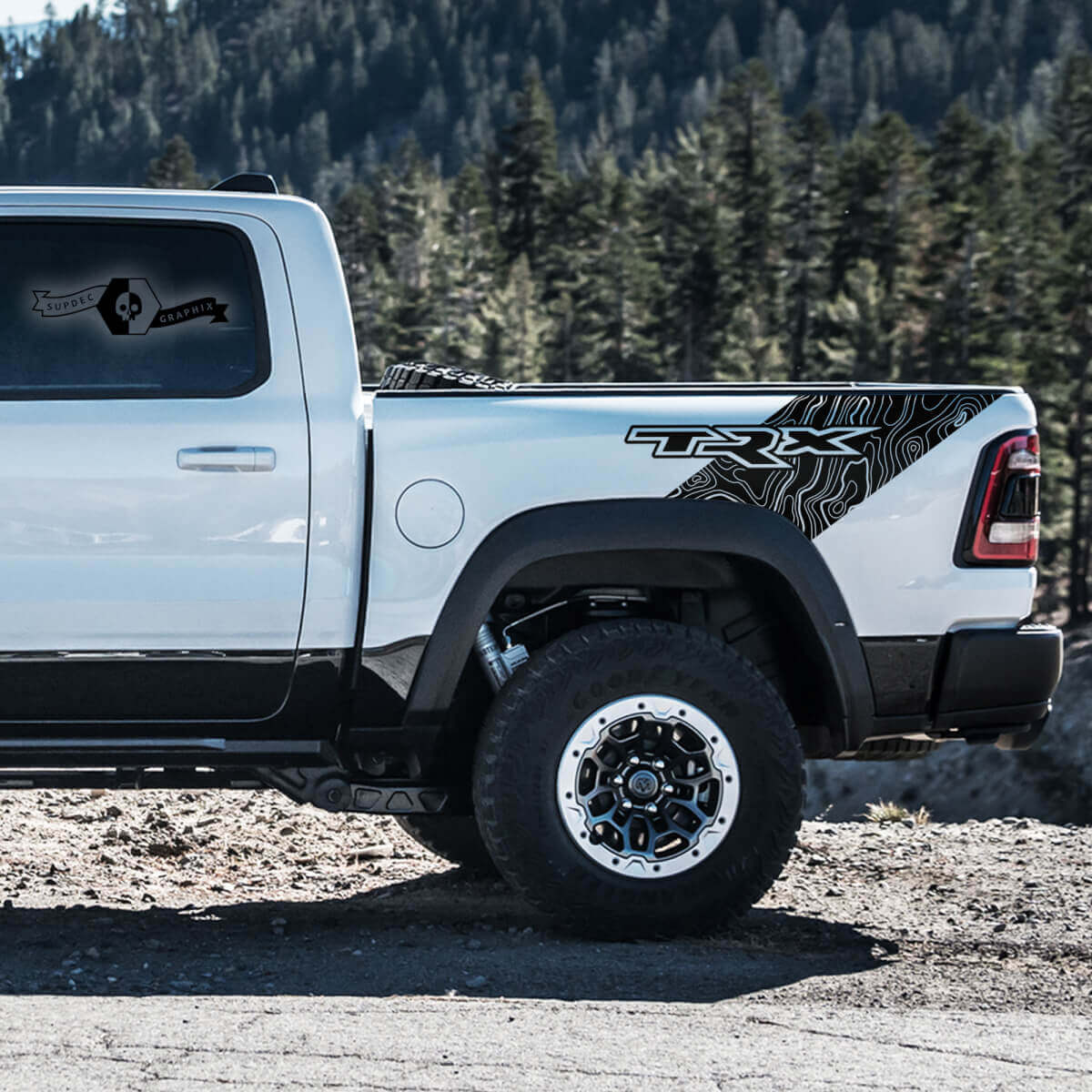TRX Topografische Kaart Bedside Vinyl Decal voor Dodge Ram 1500 TRX
